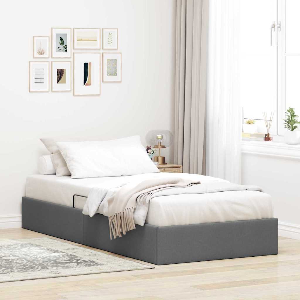 Opslag bed met matras met opslag Donkergrijs 203 x 100 cm Stof is nu te koop bij PeponiXL, paradijselijk wonen!
