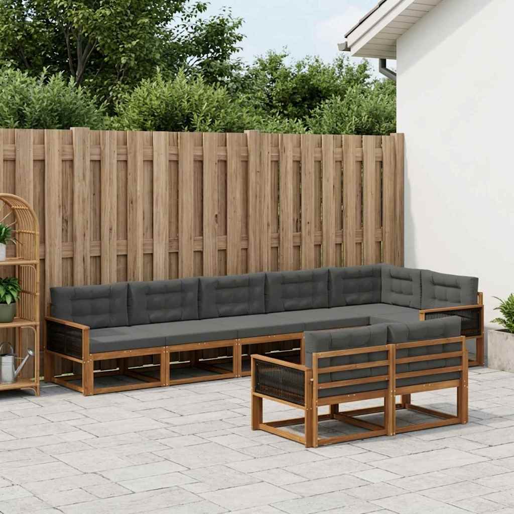 Buiten bankenset met kussen 8 pcs Natuurlijk en Antraciet is nu te koop bij PeponiXL, paradijselijk wonen!