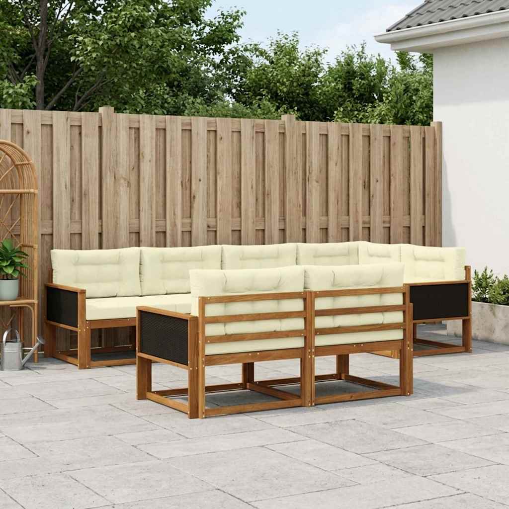 Buiten bankenset met kussen 7 pcs Natuurlijk en Crème is nu te koop bij PeponiXL, paradijselijk wonen!