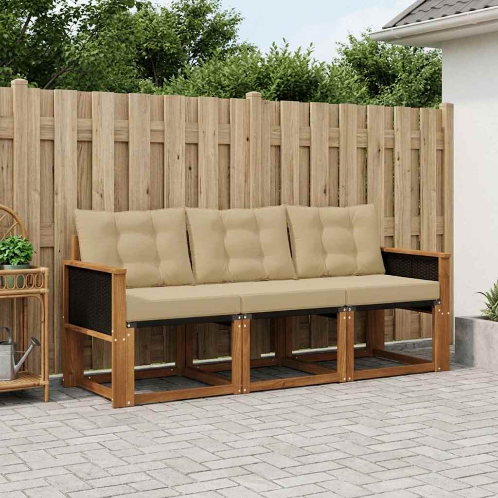 Buiten bankenset met kussen 3 pcs Natuurlijk en Beige is nu te koop bij PeponiXL, paradijselijk wonen!