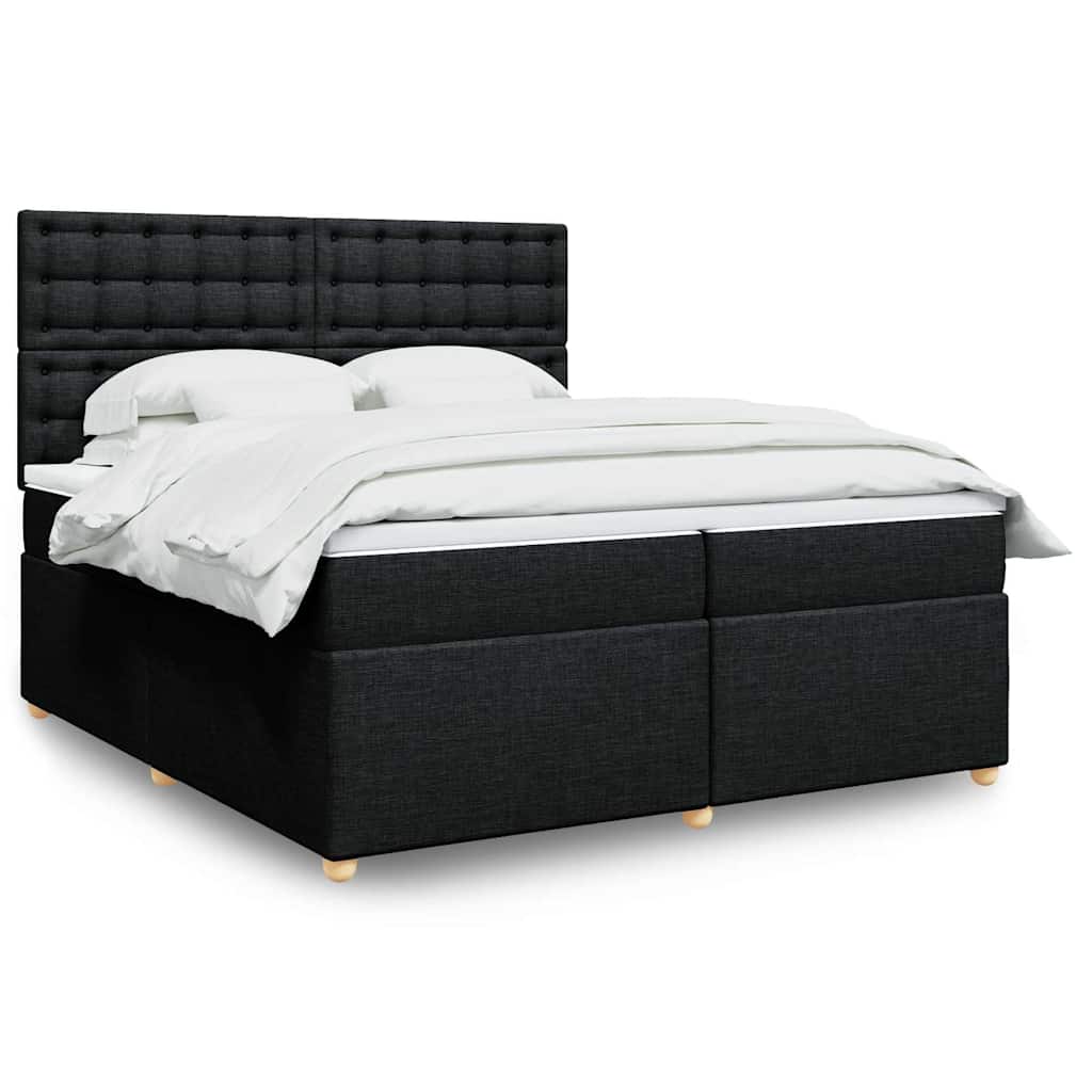 Boxspring met matras stof zwart 200x200 cm is nu te koop bij PeponiXL, paradijselijk wonen!