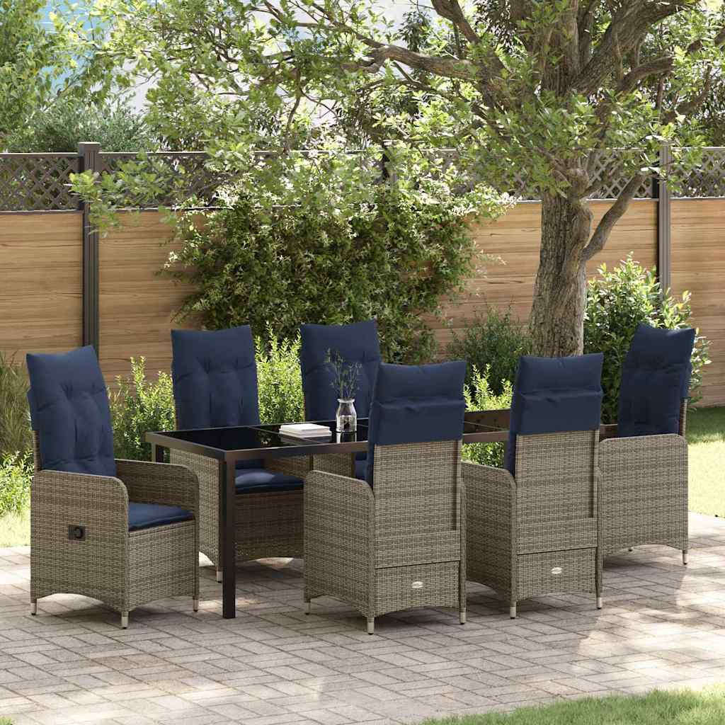 Tuin eettafelset 7 pcs Zwart poly rattan is nu te koop bij PeponiXL, paradijselijk wonen!