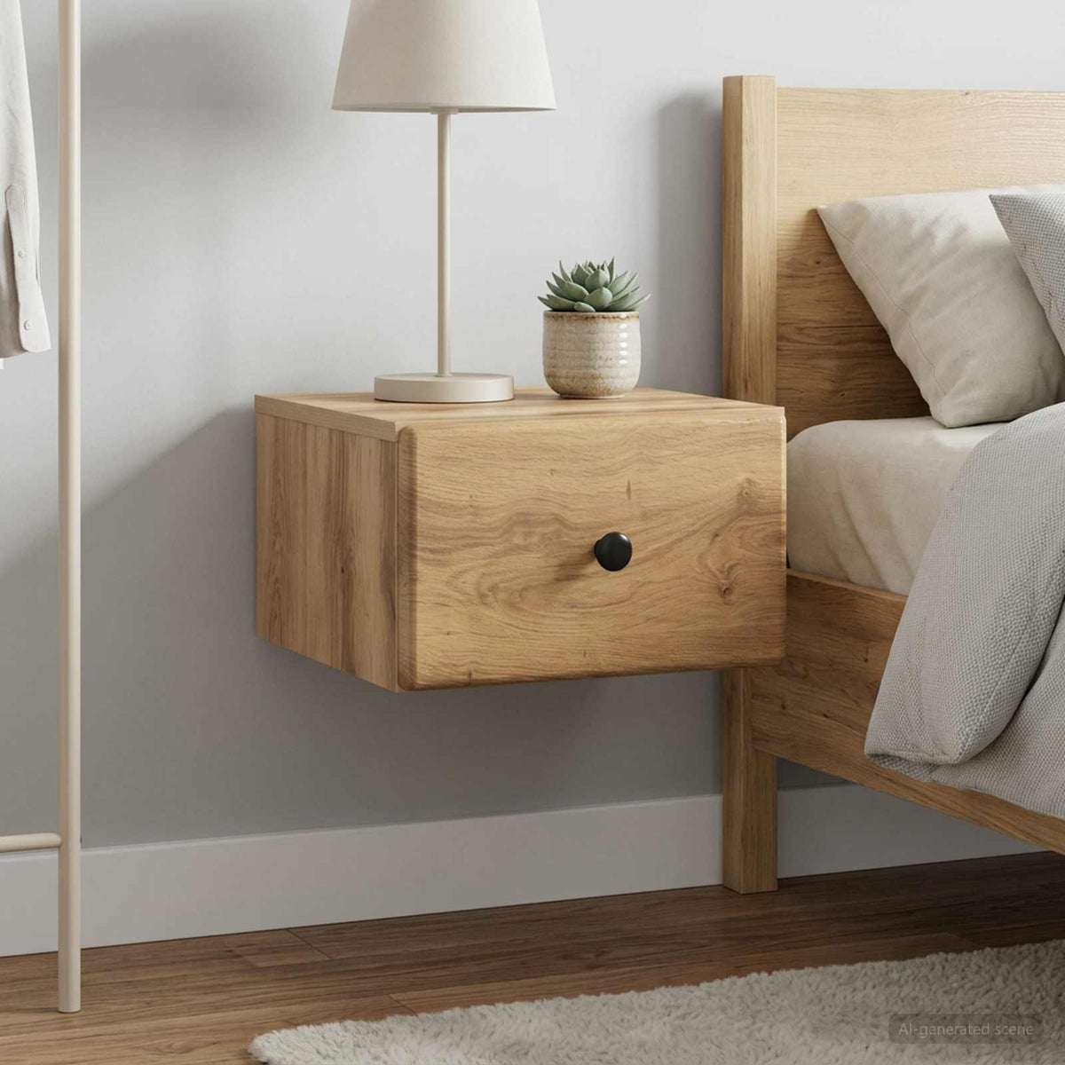 Wandbeugel Bedkast 2 pcs Artisanaal eiken 34,5 x 33 x 20 cm is nu te koop bij PeponiXL, paradijselijk wonen!