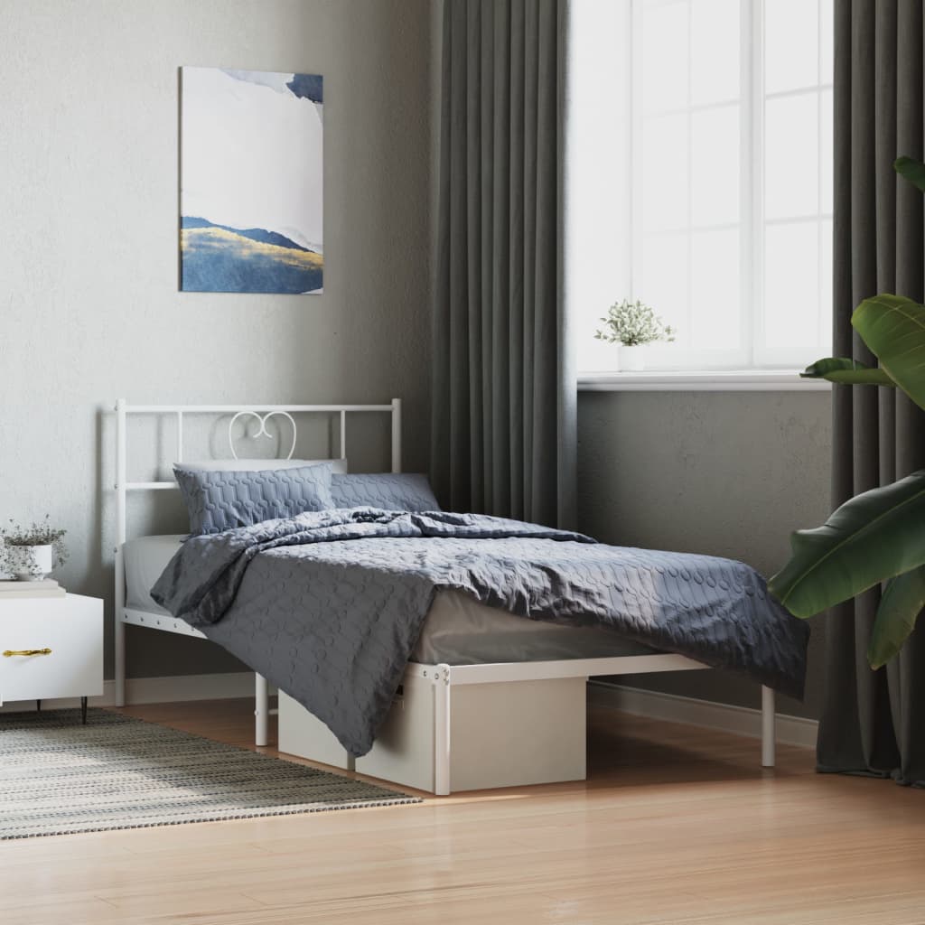 Bedframe met hoofdbord metaal wit 80x200 cm is nu te koop bij PeponiXL, paradijselijk wonen!