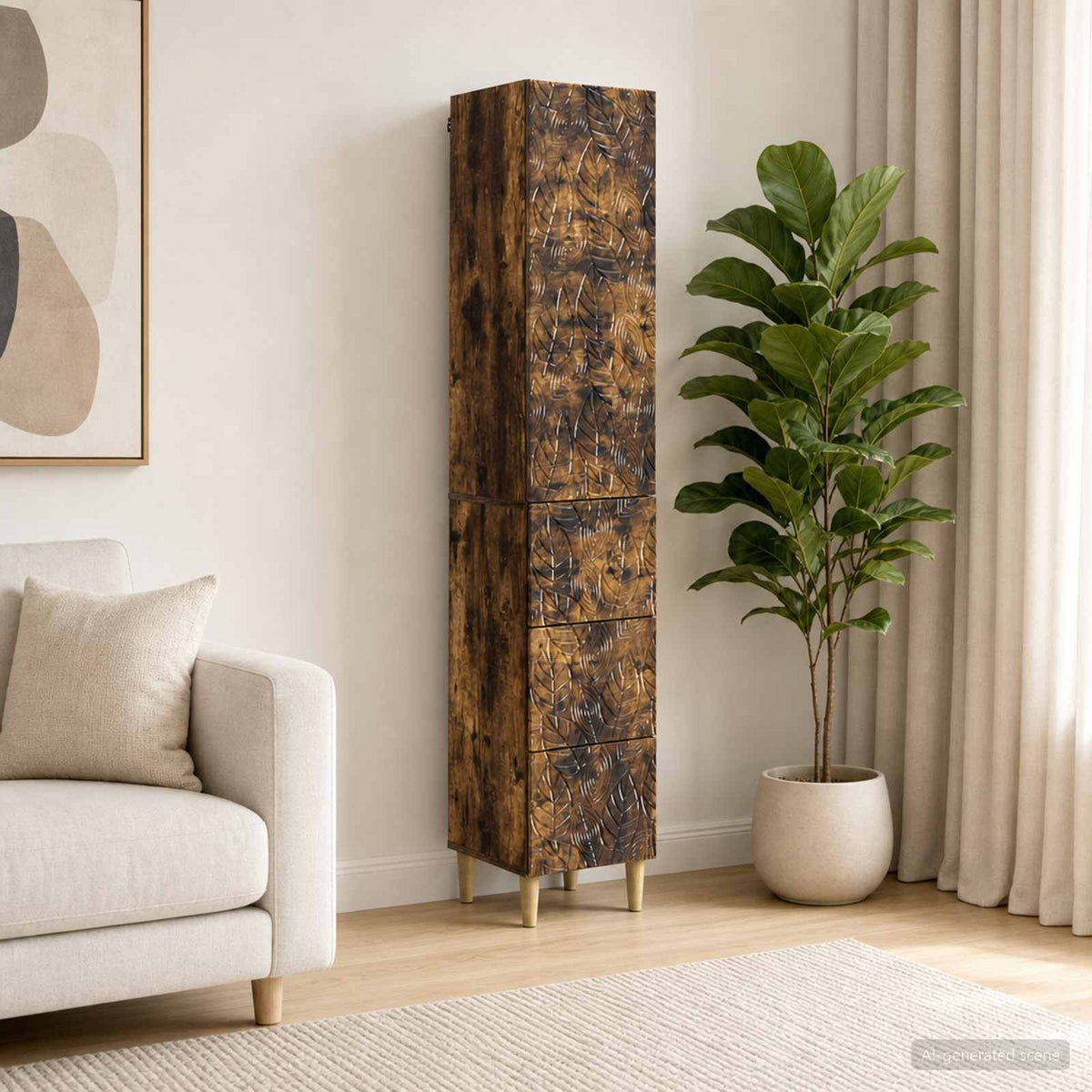 Kastenset 2 pcs Gerookt eiken 33 x 34,5 x 90 cm Bewerkt hout is nu te koop bij PeponiXL, paradijselijk wonen!