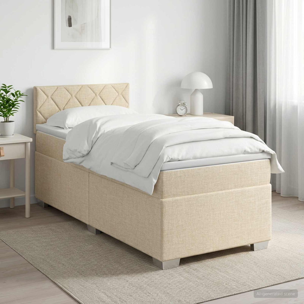 Boxspringbed met matras Crèmekleurig 80 x 200 cm Stof is nu te koop bij PeponiXL, paradijselijk wonen!