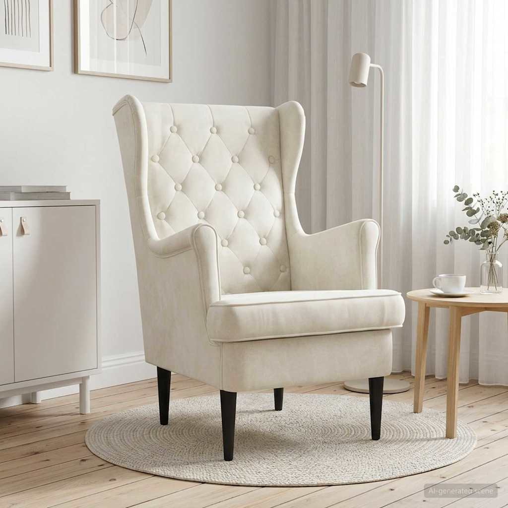 Fauteuil Crème Fluweel is nu te koop bij PeponiXL, paradijselijk wonen!