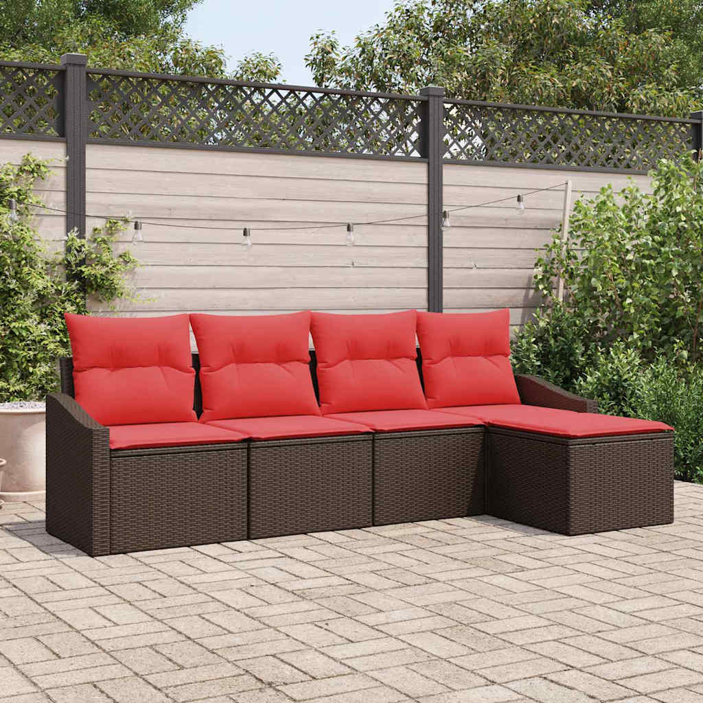 Bankstel 5 st Bruin poly rattan is nu te koop bij PeponiXL, paradijselijk wonen!