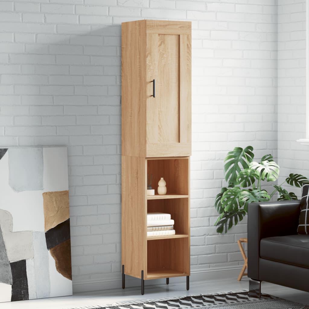 Hoge kast 34,5x34x180 cm bewerkt hout sonoma eikenkleurig is nu te koop bij PeponiXL, paradijselijk wonen!