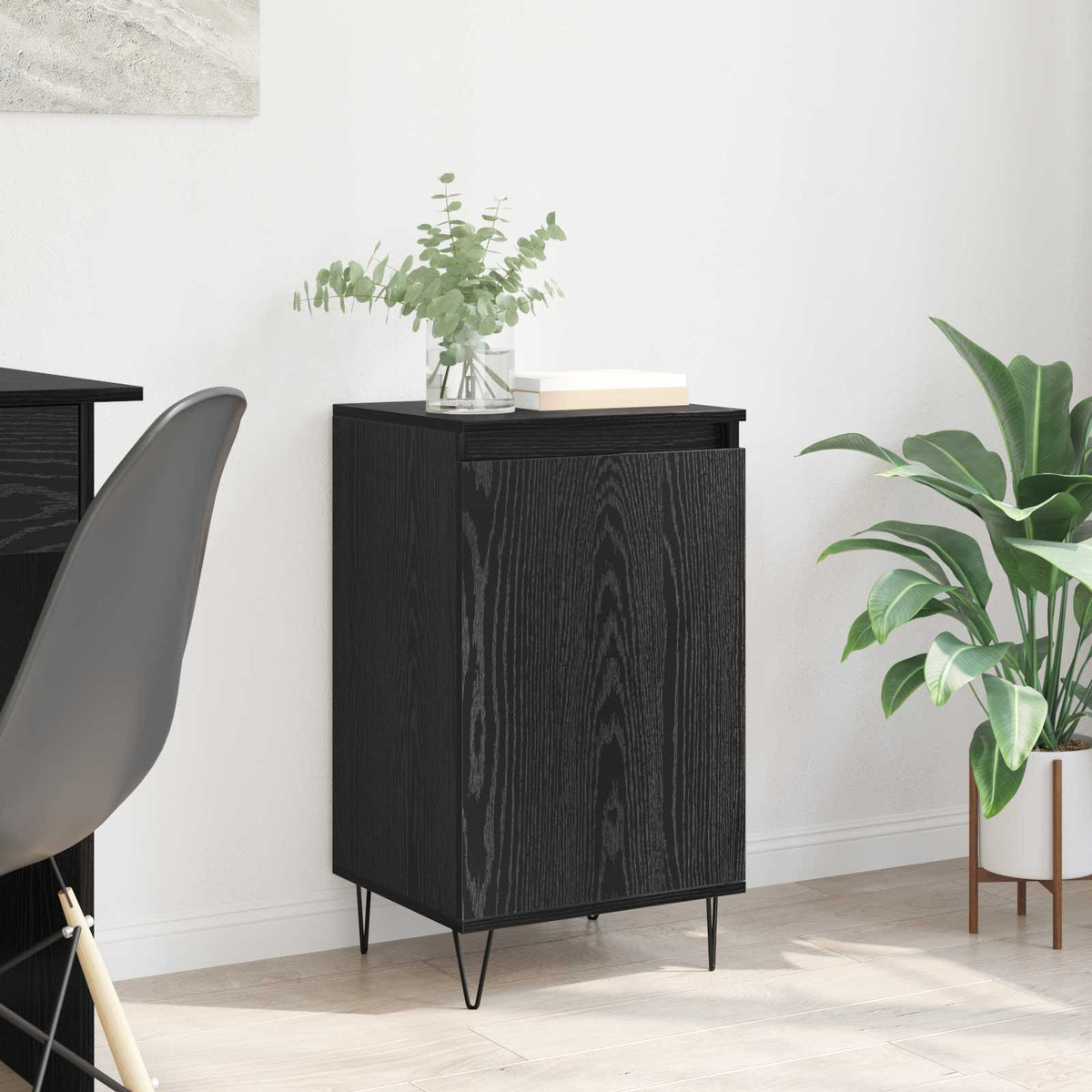 Dressoir Zwart Eiken 40 x 35 x 70 cm Bewerkt hout is nu te koop bij PeponiXL, paradijselijk wonen!