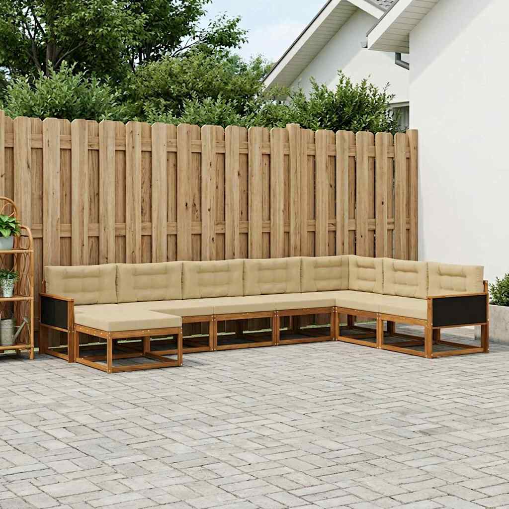 Buiten bankenset met kussen 8 pcs Natuurlijk en Beige is nu te koop bij PeponiXL, paradijselijk wonen!