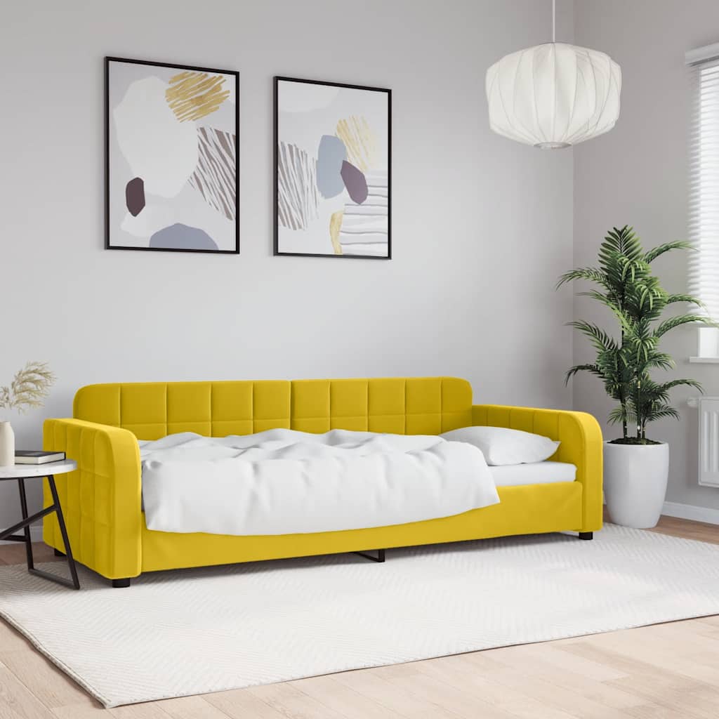 Slaapbank 80x200 cm fluweel geel is nu te koop bij PeponiXL, paradijselijk wonen!