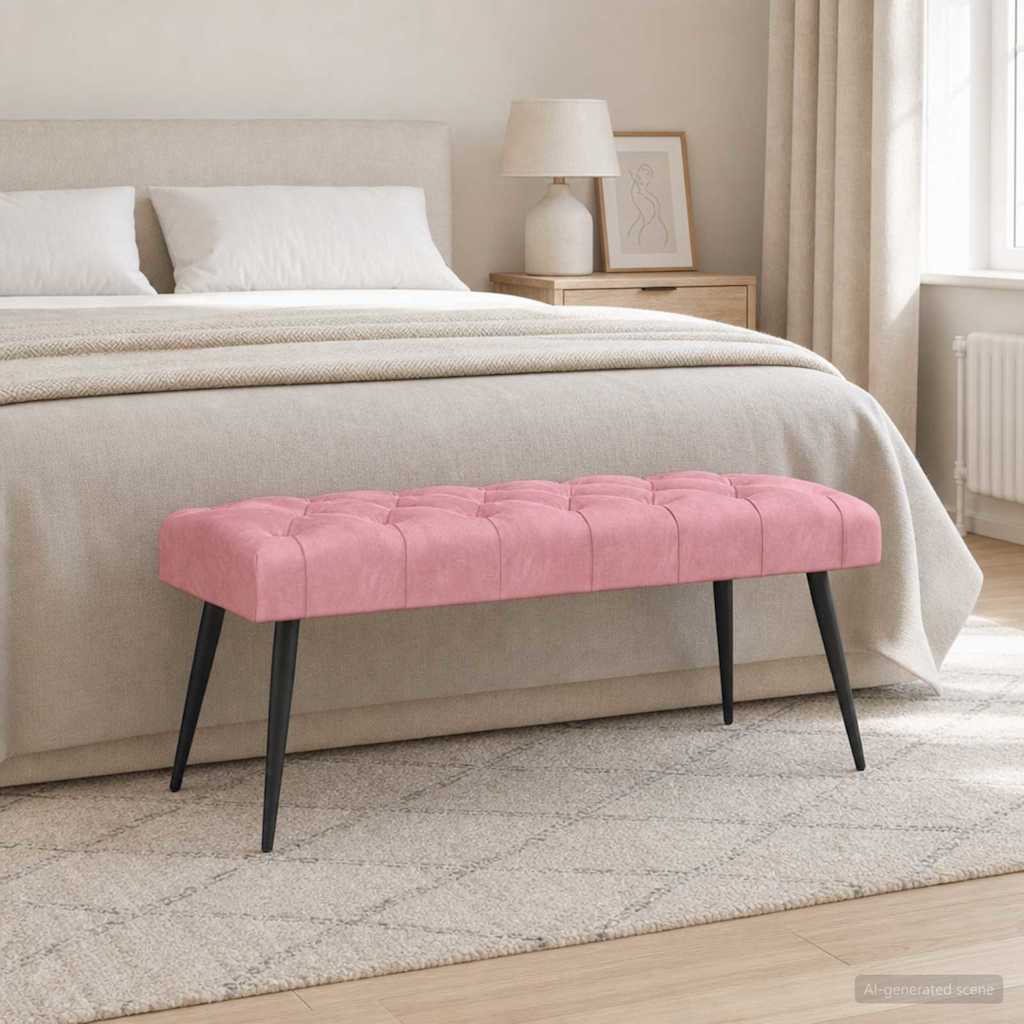Bank met knoopverstelling Roze 110 x 40 x 46 cm Fluweel is nu te koop bij PeponiXL, paradijselijk wonen!