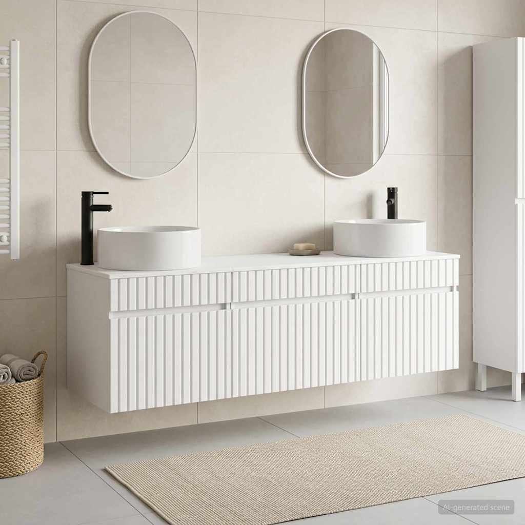 Badkamerkastenset 3 st Wit 49 x 44,5 x 65,5 cm Bewerkt hout is nu te koop bij PeponiXL, paradijselijk wonen!