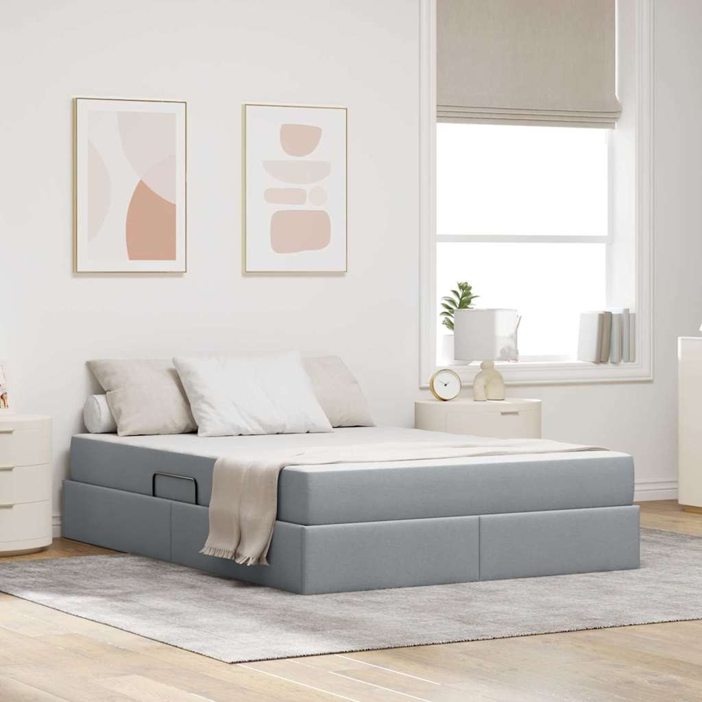 Opbergbed met matras Lichtgrijs 140 x 190 cm Polyester is nu te koop bij PeponiXL, paradijselijk wonen!