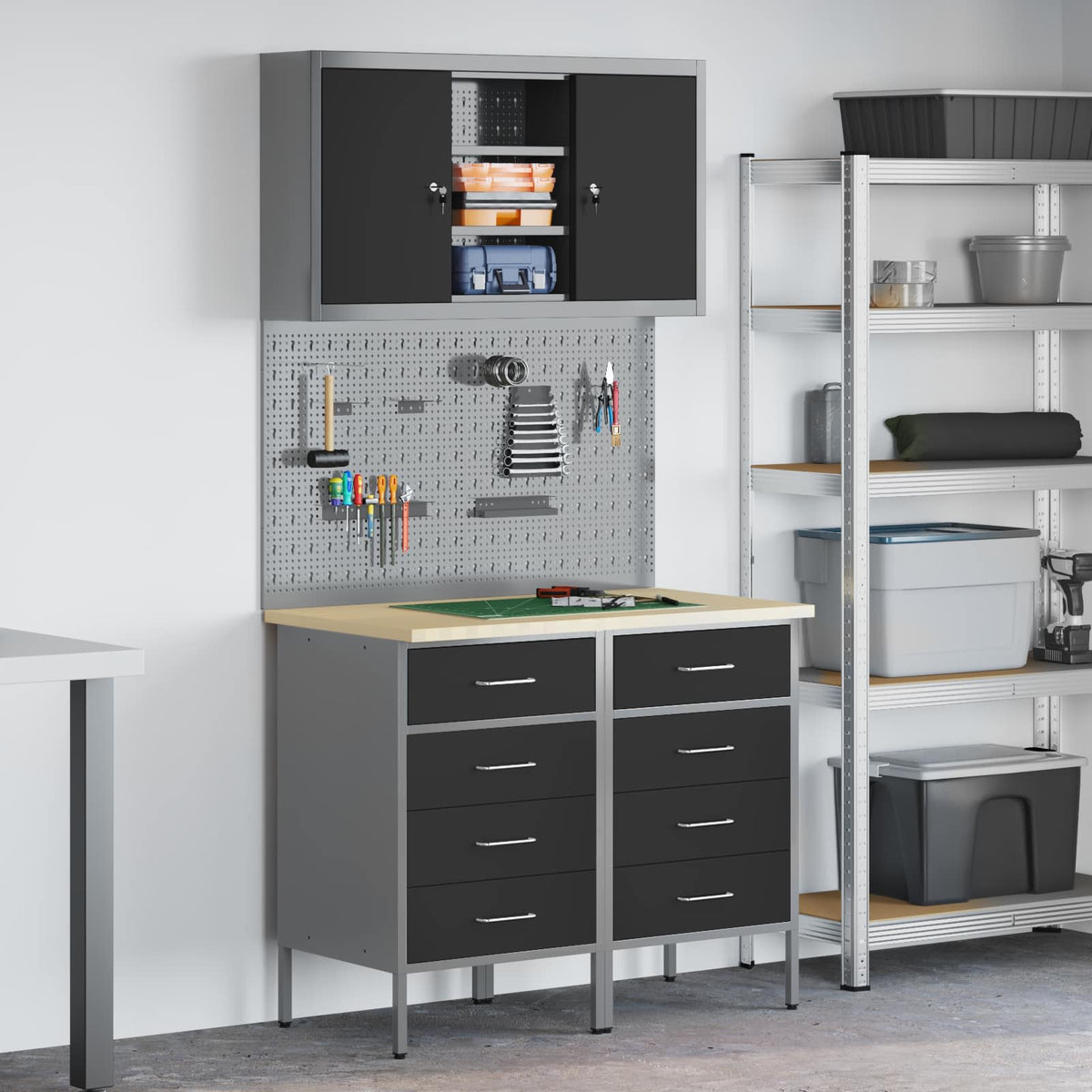 Werkkast set met lade met plank met opslag 5 pcs Zwart is nu te koop bij PeponiXL, paradijselijk wonen!