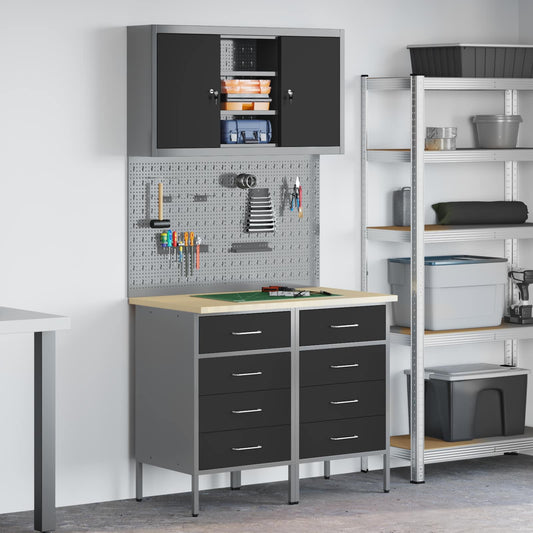 Werkkast set met lade met plank met opslag 5 pcs Zwart is nu te koop bij PeponiXL, paradijselijk wonen!