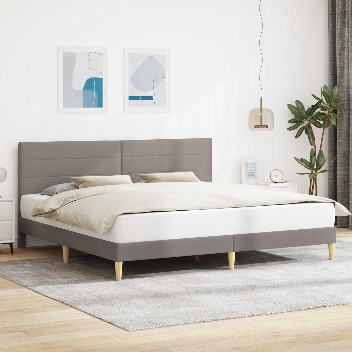 Bedframe met hoofdeinde Taupe 180 x 200 cm Stof is nu te koop bij PeponiXL, paradijselijk wonen!