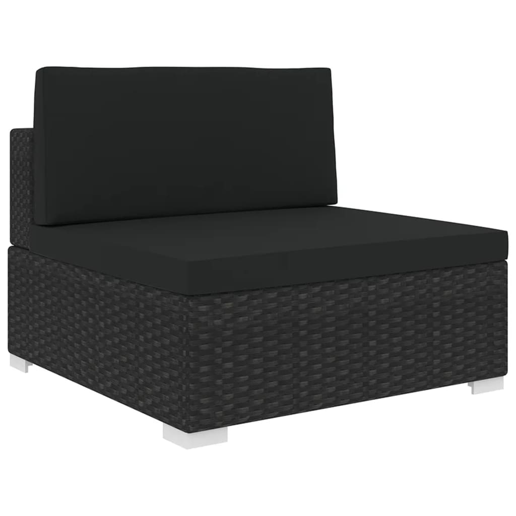 Middenbank 1 st met kussens poly rattan zwart is nu te koop bij PeponiXL, paradijselijk wonen!