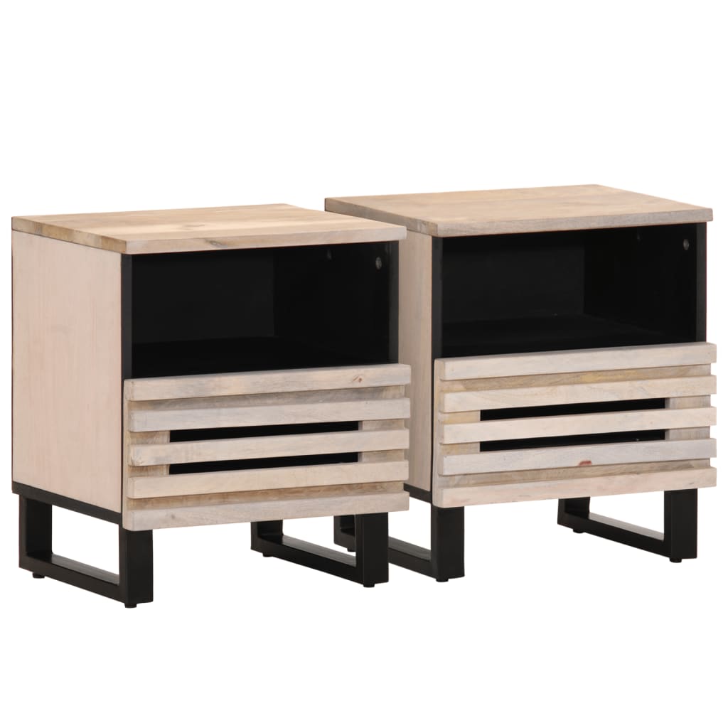 Nachtkastjes 2 st 40x34x46 cm massief gebleekt mangohout is nu te koop bij PeponiXL, paradijselijk wonen!