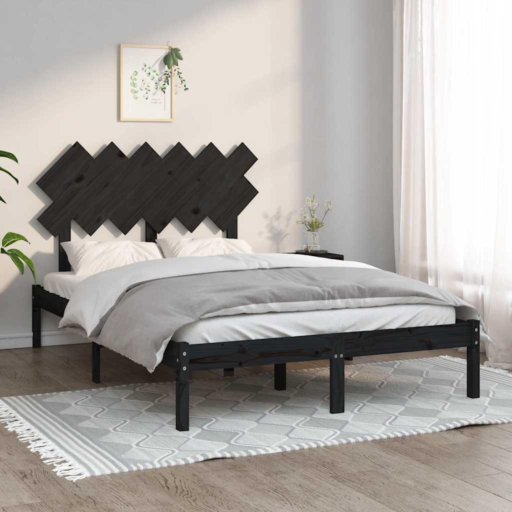 Bedframe massief hout zwart 135x190 cm is nu te koop bij PeponiXL, paradijselijk wonen!