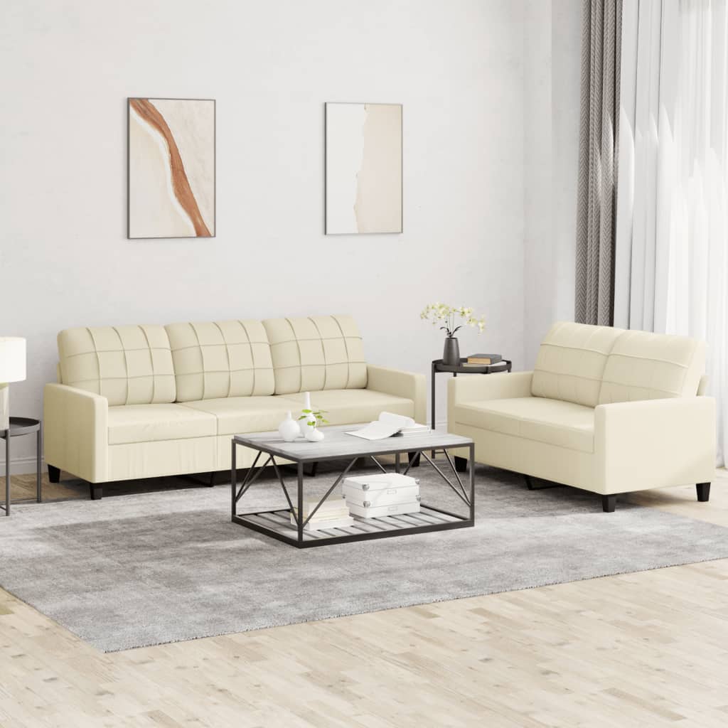 2-delige Loungeset met kussens kunstleer crème is nu te koop bij PeponiXL, paradijselijk wonen!