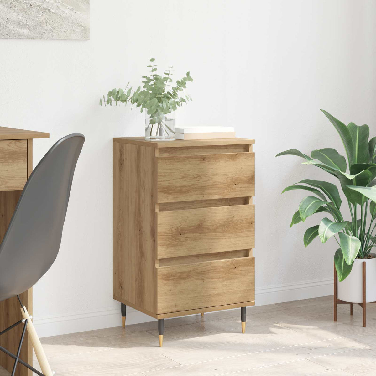Dressoir artisanaal eikenkleurig 35 x 40 x 70 cm Bewerkt hout is nu te koop bij PeponiXL, paradijselijk wonen!