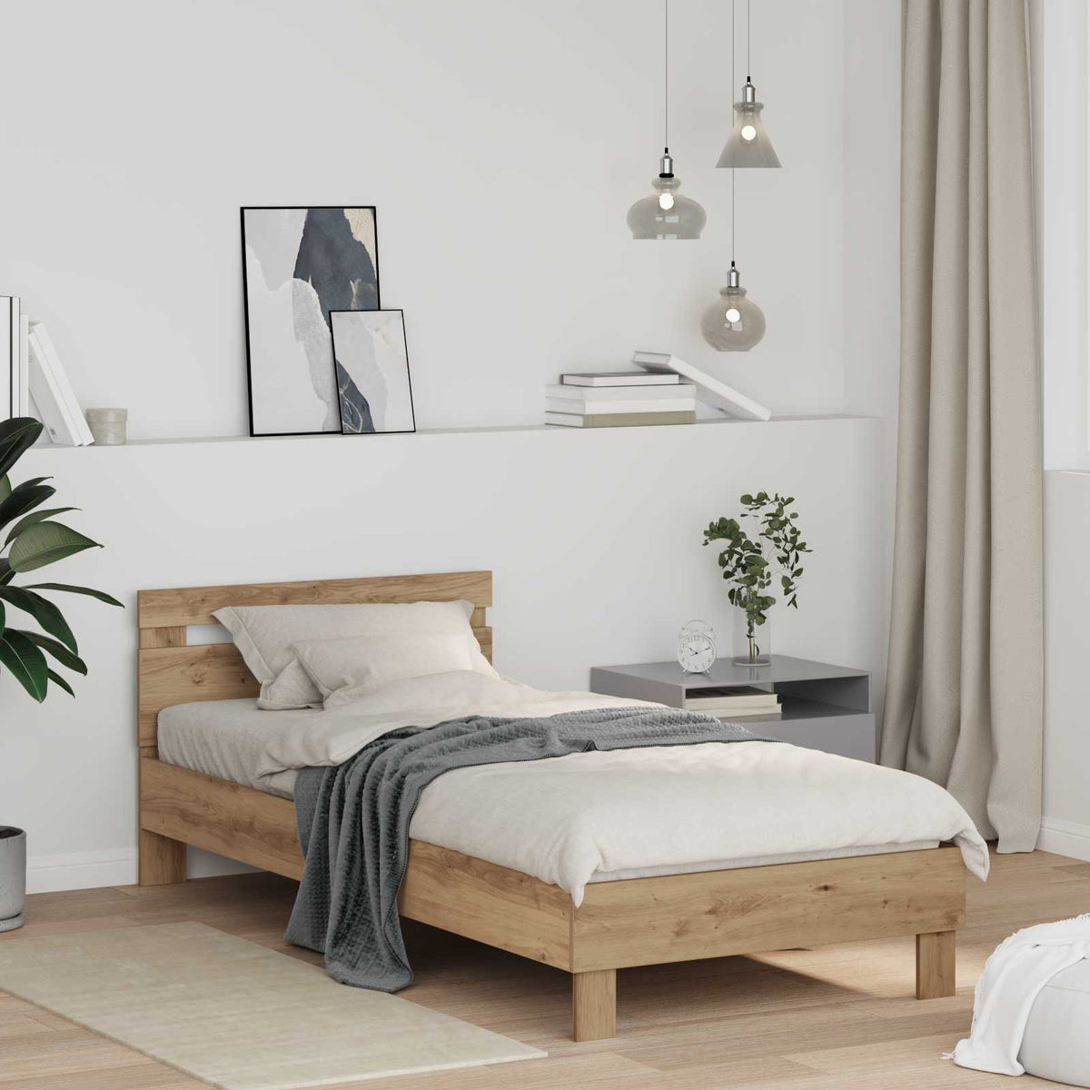 Bedframe Artisan Eiken 98.5 x 200 cm Bewerkt hout is nu te koop bij PeponiXL, paradijselijk wonen!