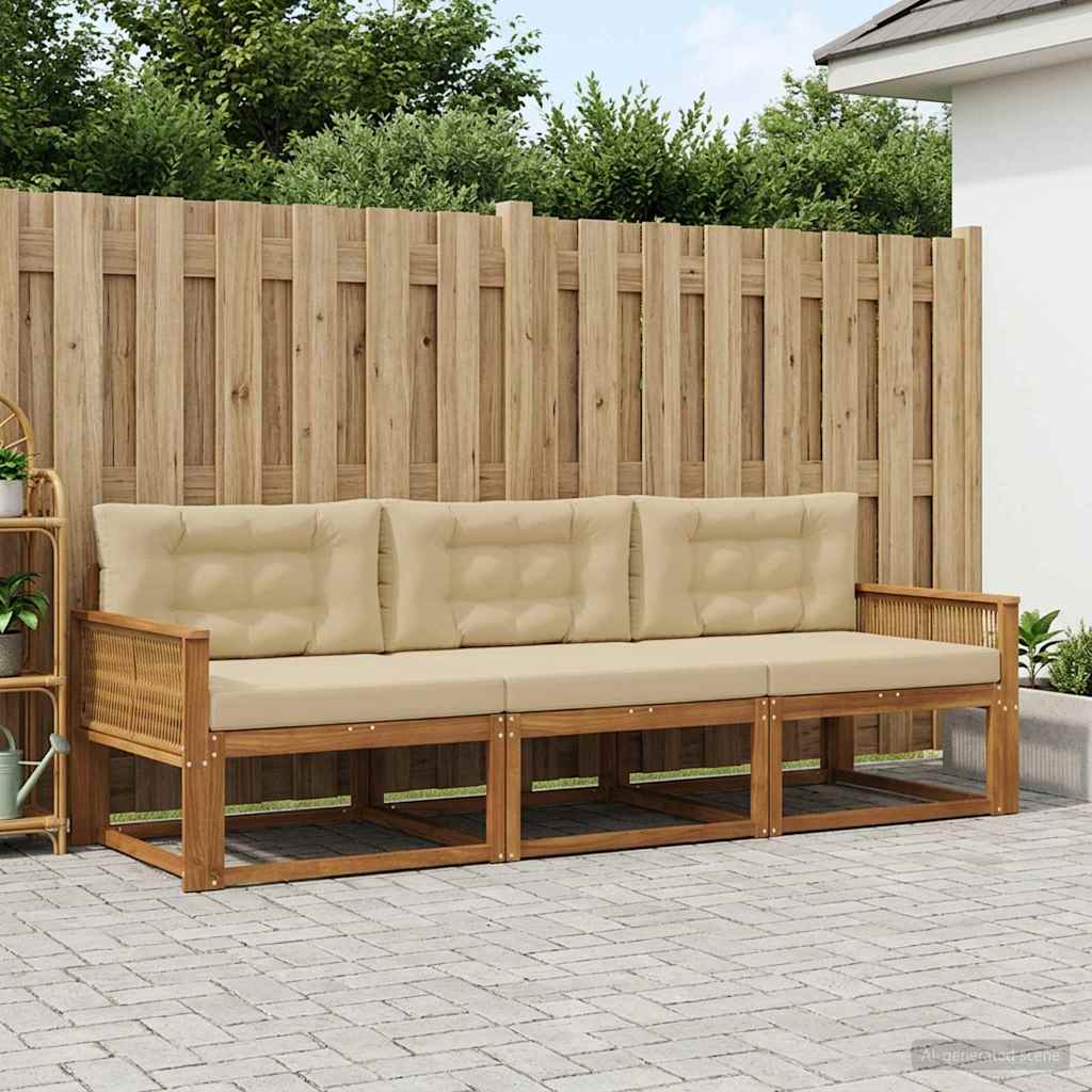 Buiten bankenset met kussen 3 pcs Natuurlijk en Beige is nu te koop bij PeponiXL, paradijselijk wonen!