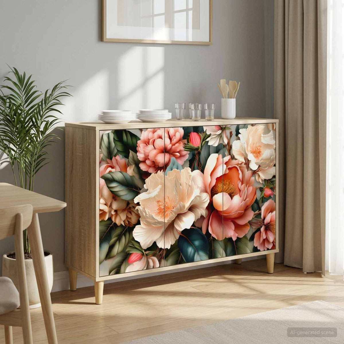 Dressoir BORNE Sonoma 102 x 33 x 75 cm Bewerkt hout is nu te koop bij PeponiXL, paradijselijk wonen!