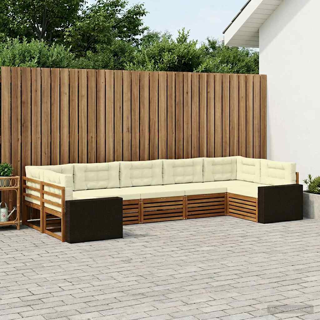 Buiten bankenset met kussen 7 pcs Natuurlijk en Crème is nu te koop bij PeponiXL, paradijselijk wonen!