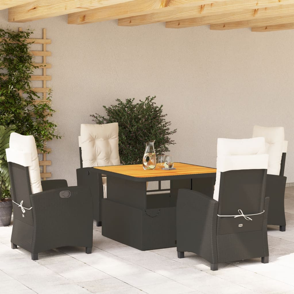 5-delige Tuinset met kussens poly rattan zwart is nu te koop bij PeponiXL, paradijselijk wonen!