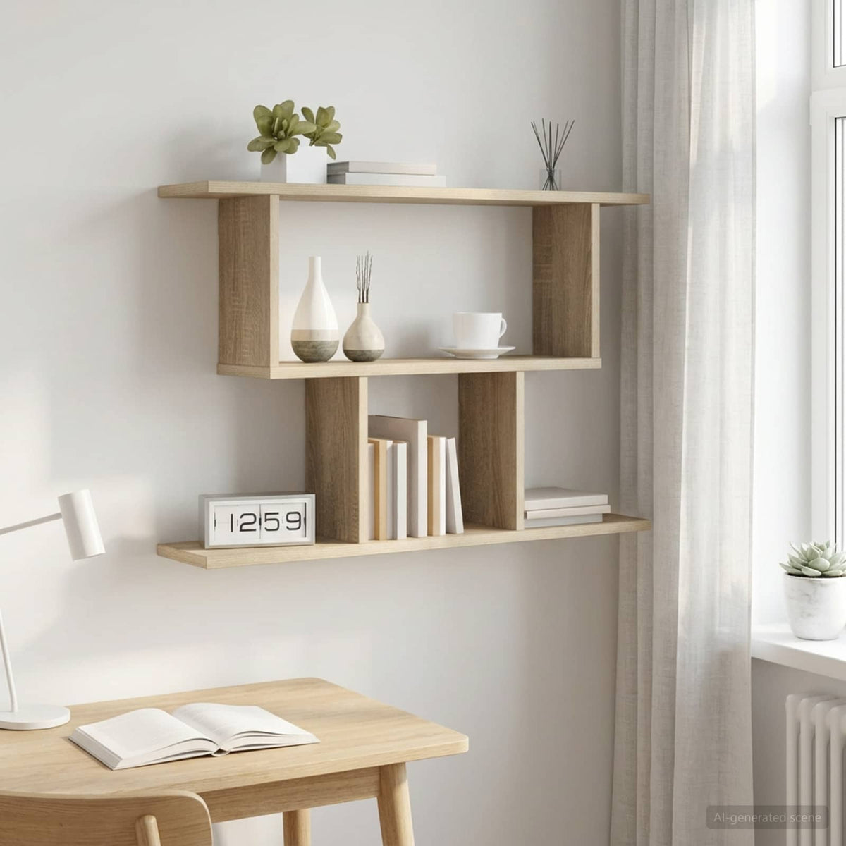 Wandplank Sonoma Eiken 80 x 15 x 50,5 cm Bewerkt hout is nu te koop bij PeponiXL, paradijselijk wonen!