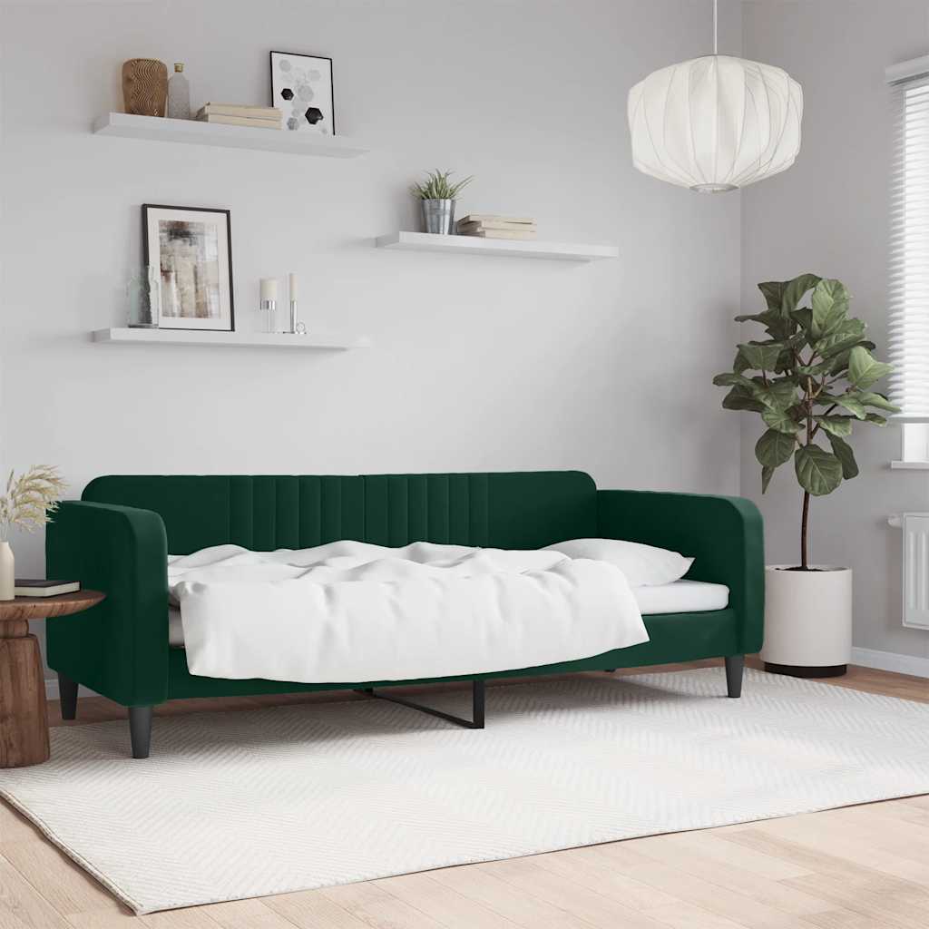 Slaapbank 80x200 cm fluweel donkergroen is nu te koop bij PeponiXL, paradijselijk wonen!