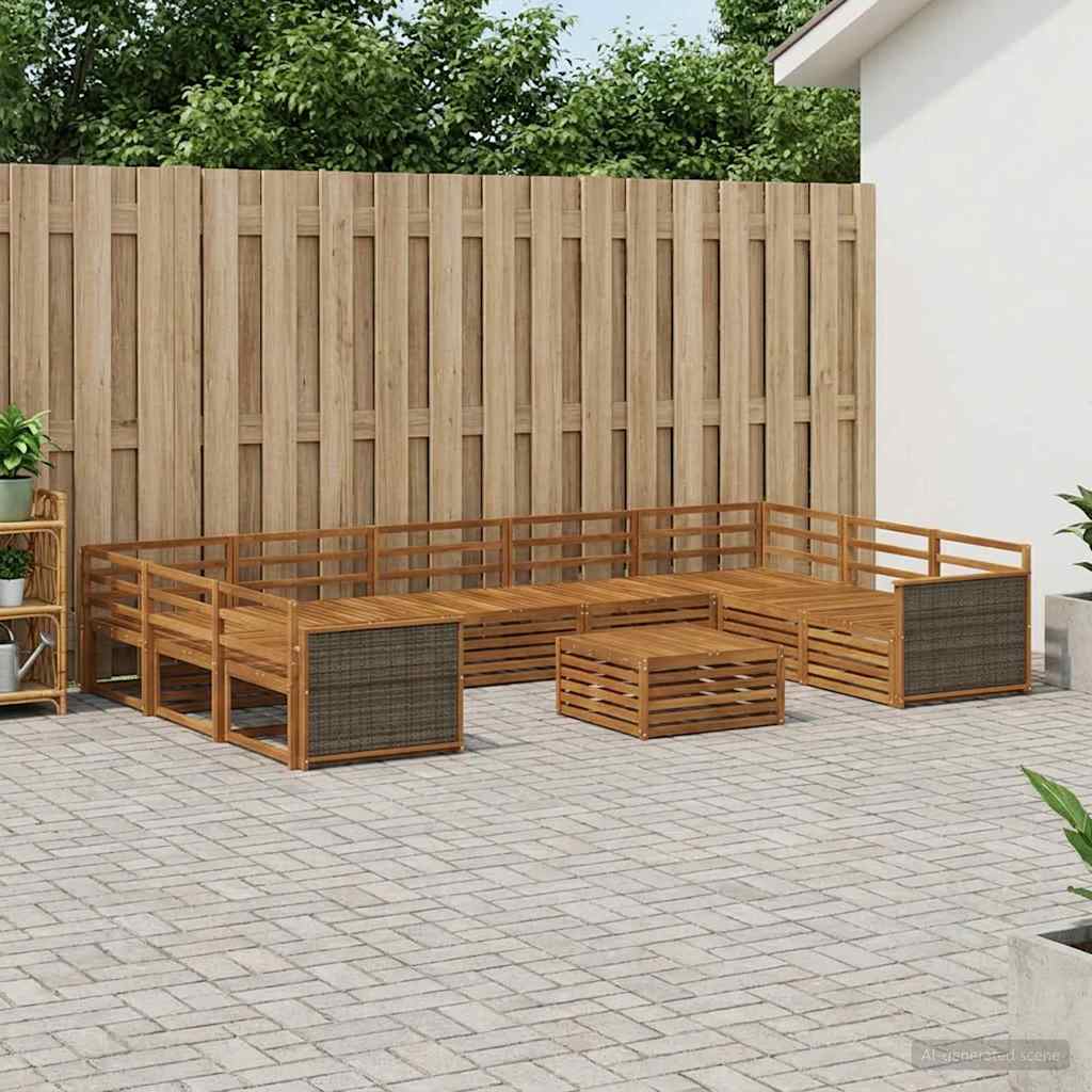 Buiten bankenset 10 pcs Naturel Massief Acaciahout is nu te koop bij PeponiXL, paradijselijk wonen!