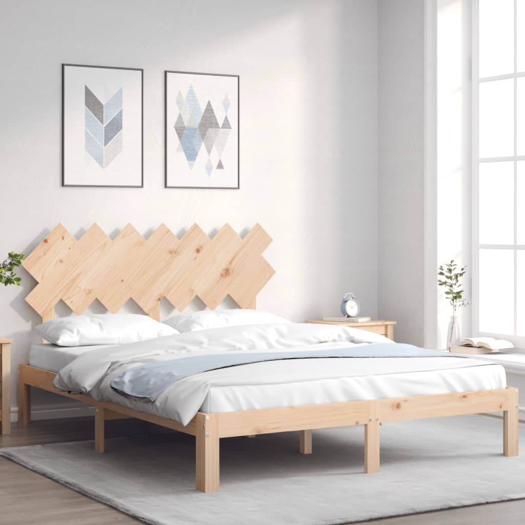 Bedframe met hoofdbord massief hout is nu te koop bij PeponiXL, paradijselijk wonen!