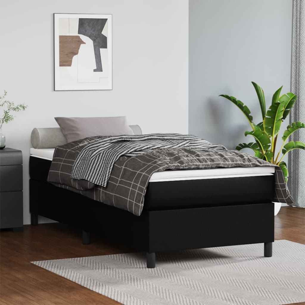 Boxspring met matras kunstleer zwart 80x200 cm is nu te koop bij PeponiXL, paradijselijk wonen!
