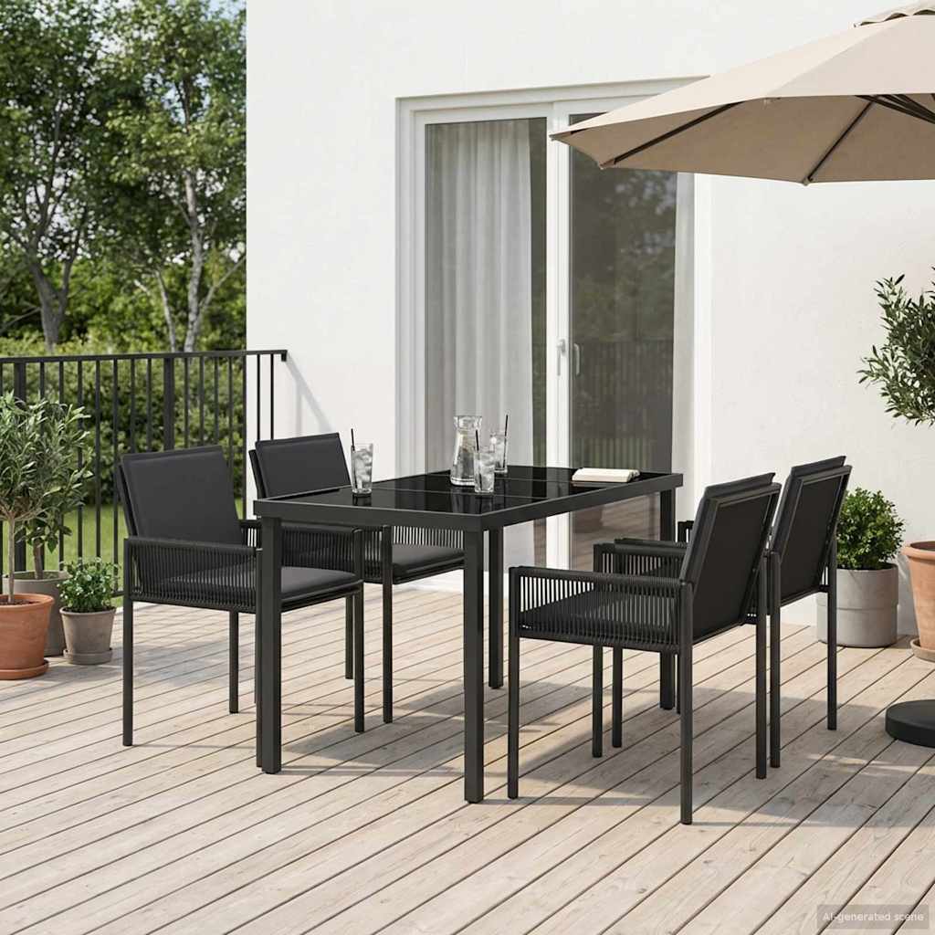 Tuin eettafelset 13 st Zwart poly rattan is nu te koop bij PeponiXL, paradijselijk wonen!