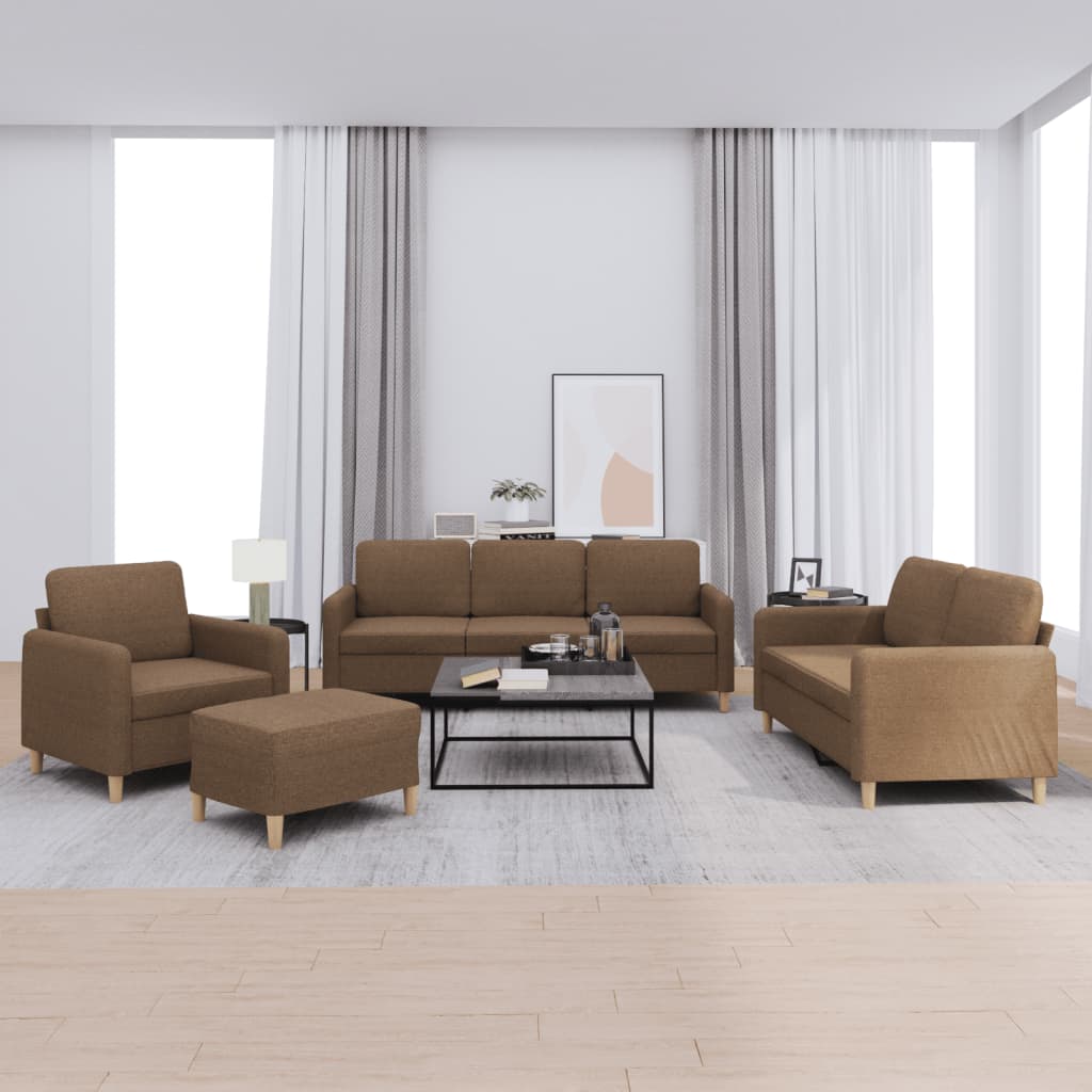 4-delige Loungeset met kussens stof bruin is nu te koop bij PeponiXL, paradijselijk wonen!