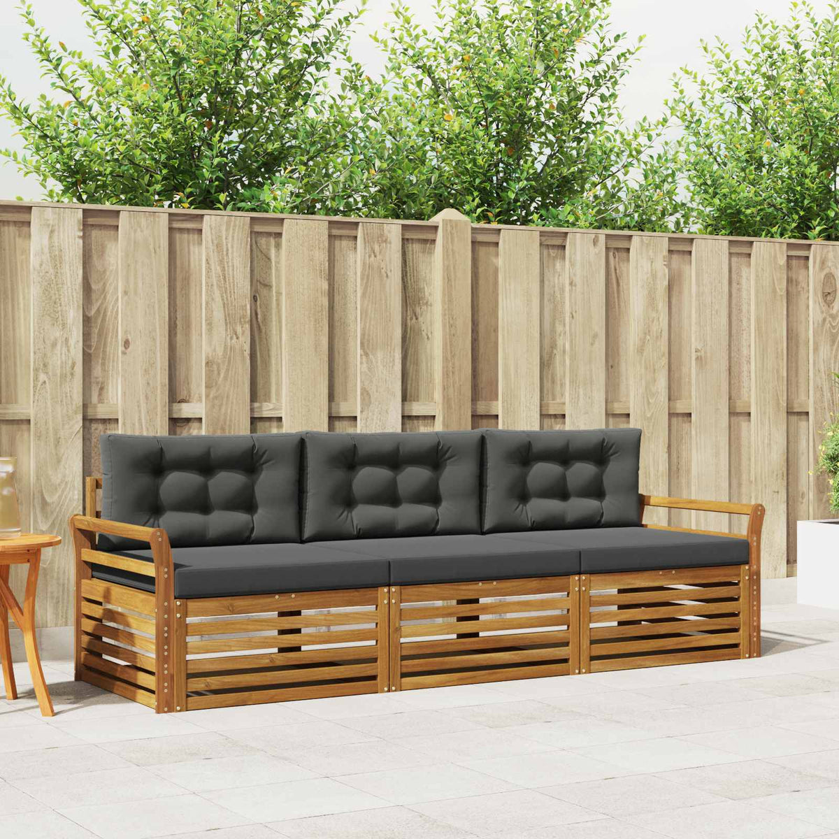 Buiten bankenset met kussen 3 pcs Natuurlijk en Antraciet is nu te koop bij PeponiXL, paradijselijk wonen!