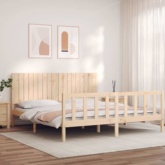 Bedframe met hoofdbord massief hout is nu te koop bij PeponiXL, paradijselijk wonen!
