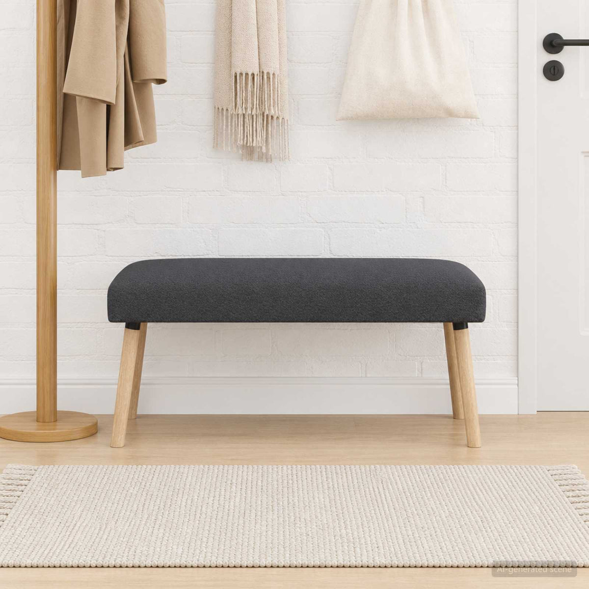 Bank Effen Donkergrijs 110 x 40 x 46 cm Bouclé is nu te koop bij PeponiXL, paradijselijk wonen!