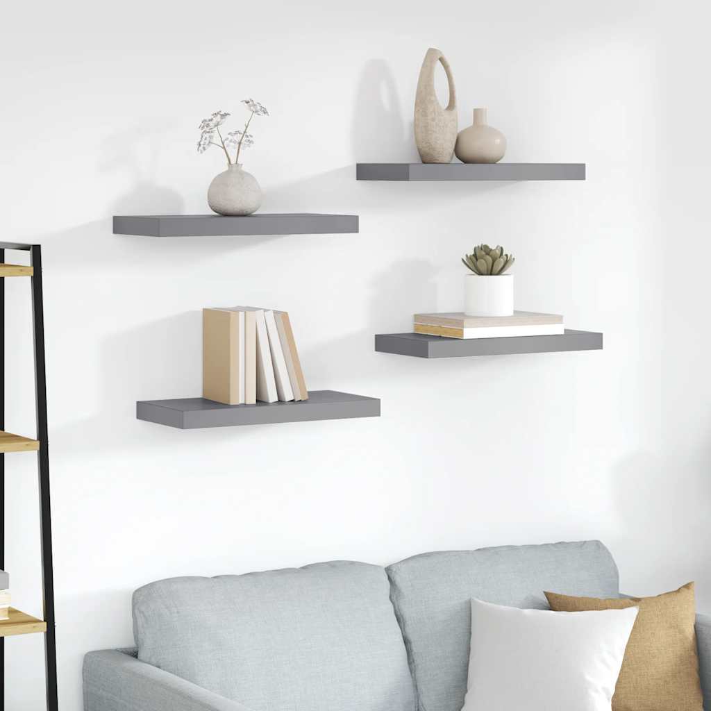 Wandschappen zwevend 4 st 50x23,5x3,8 cm MDF grijs is nu te koop bij PeponiXL, paradijselijk wonen!