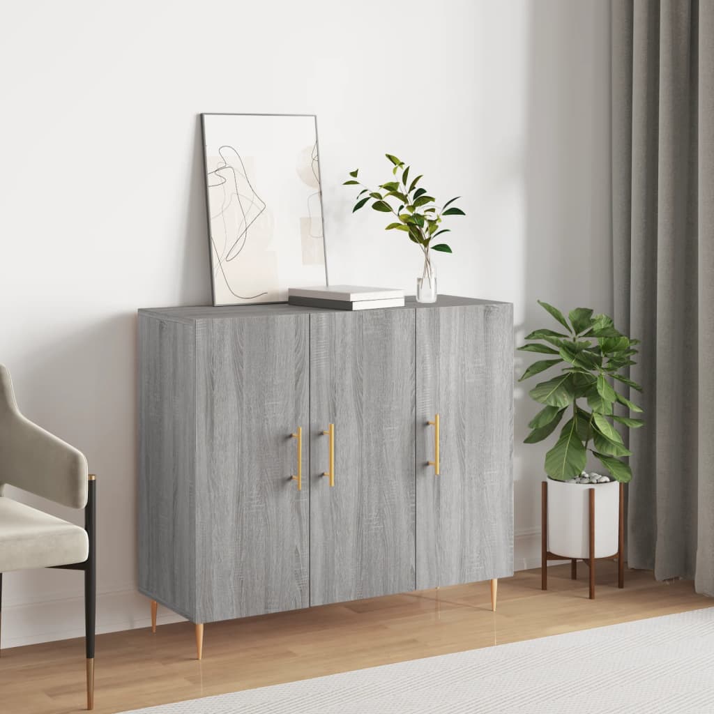 Dressoir 90x34x80 cm bewerkt hout grijs sonoma eikenkleurig is nu te koop bij PeponiXL, paradijselijk wonen!