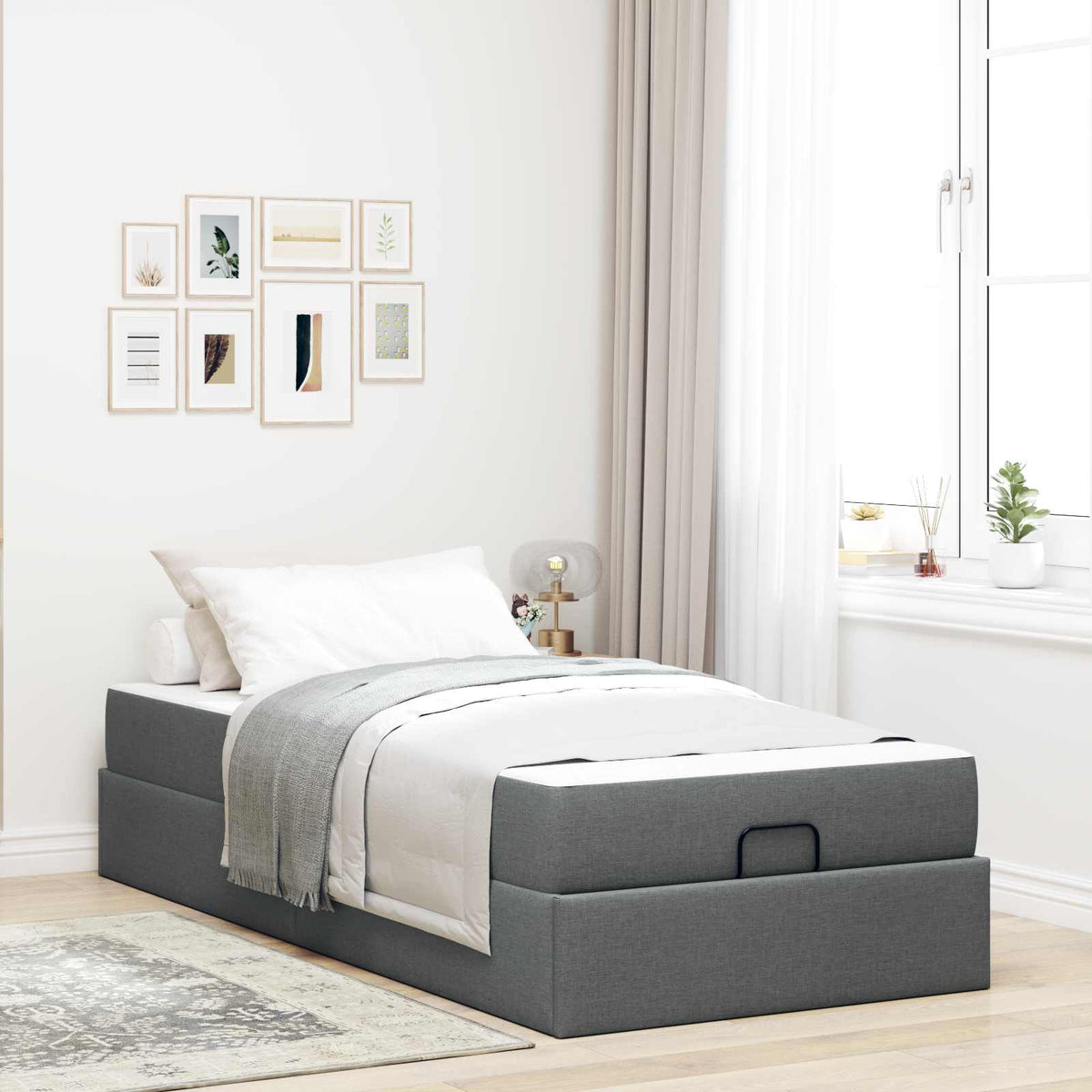 Bedframe met matras 2 pcs Dim Grijs Stof is nu te koop bij PeponiXL, paradijselijk wonen!