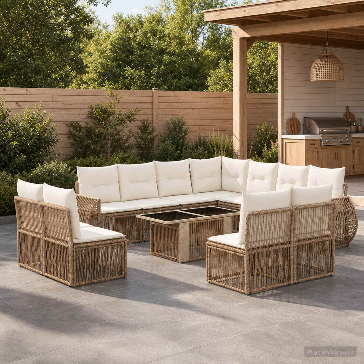 Tuinbankenset 12 st Beige en Crème Wit poly rattan is nu te koop bij PeponiXL, paradijselijk wonen!