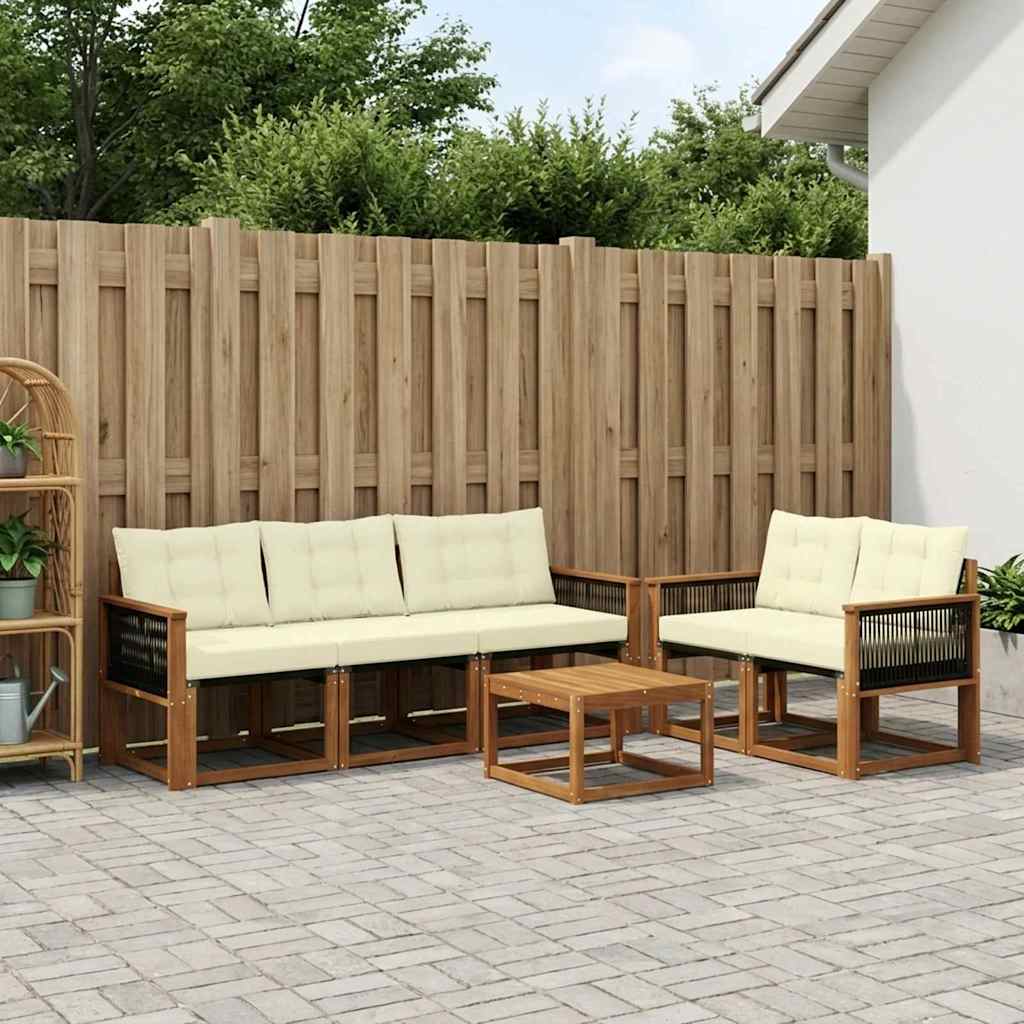 Buiten bankenset met kussen 7 pcs Natuurlijk en Crème is nu te koop bij PeponiXL, paradijselijk wonen!