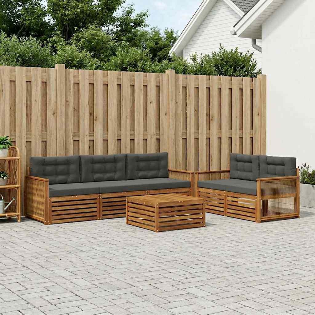 Buiten bankenset met kussen 7 pcs Natuurlijk en Antraciet is nu te koop bij PeponiXL, paradijselijk wonen!