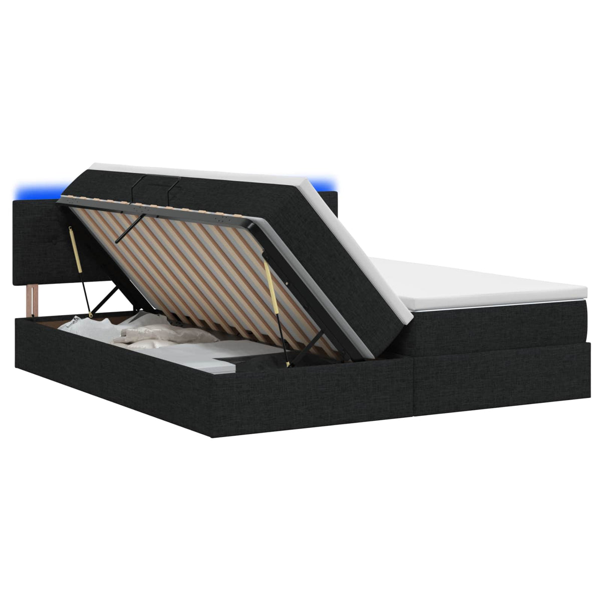 LED Opslagbed met Matras Zwart 180 x 200 cm Stof is nu te koop bij PeponiXL, paradijselijk wonen!