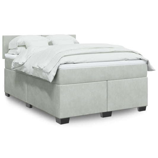 Boxspring met matras fluweel lichtgrijs 140x200 cm is nu te koop bij PeponiXL, paradijselijk wonen!